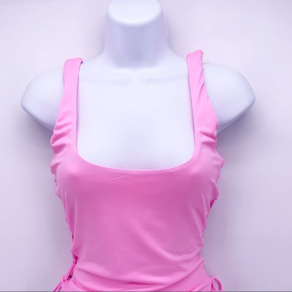 NEW The Bikini Lab Neon Pink Lace Side Bathing Suit Size XS - Picture 4 of 9